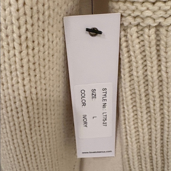 NWT 🔥Love Token Ivory Sweater Fur Large L Open Front Knit Fur Soft Suede Jacket - Picture 6 of 10